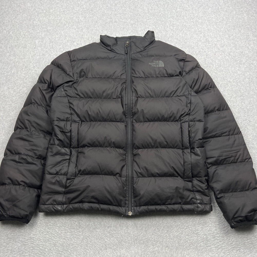 North Face Alpz Down‎ Jacket Mens Medium Black Quilted Full Zip Puffer 550 Fill